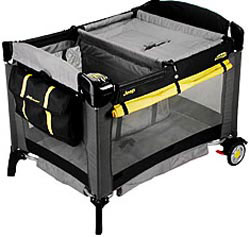 any color, as long as it's black. the jeep sahara portable crib