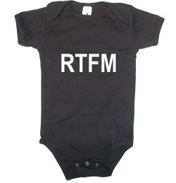a simulated RTFM infant bodysuit, by daddytypes.com